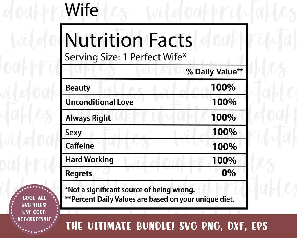 marriage nutrition facts labels svg, wife svg, wife nutrition facts ...