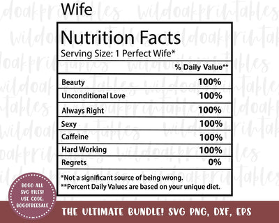 marriage nutrition facts labels svg, wife svg, wife nutrition facts label wifey nutrition facts label, wife svg, marriage svg SVG WildOakSVG 