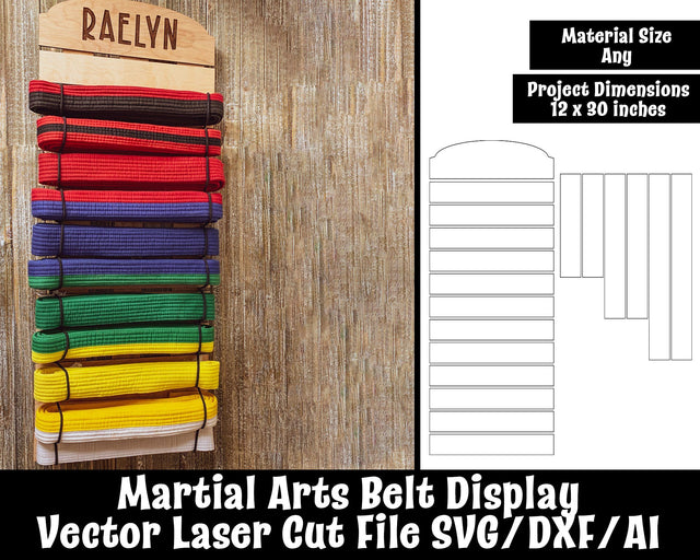 Martial Arts Belt Display Vector Laser Cut File SVG Design Shark 