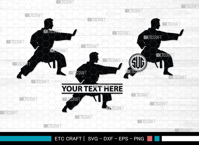Martial Arts Monogram, Martial Arts Silhouette, Martial Arts SVG, Martial Arts Silhouette Svg, Karate Svg, Taekwondo Svg, Sport Karate Svg, SB00122 SVG ETC Craft 