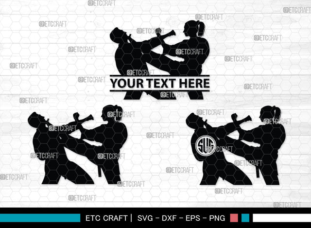 Martial Arts Monogram, Martial Arts Silhouette, Martial Arts SVG, Martial Arts Silhouette Svg, Karate Svg, Taekwondo Svg, Sport Karate Svg, SB00122 SVG ETC Craft 