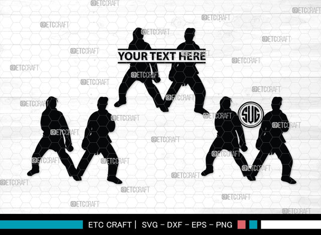 Martial Arts Monogram, Martial Arts Silhouette, Martial Arts SVG, Martial Arts Silhouette Svg, Karate Svg, Taekwondo Svg, Sport Karate Svg, SB00122 SVG ETC Craft 