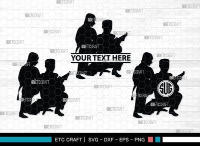 Martial Arts Monogram, Martial Arts Silhouette, Martial Arts SVG, Martial Arts Silhouette Svg, Karate Svg, Taekwondo Svg, Sport Karate Svg, SB00122 SVG ETC Craft 