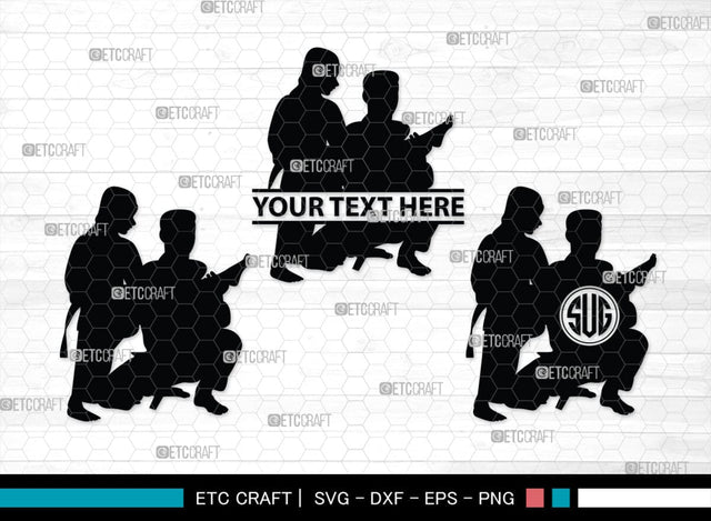 Martial Arts Monogram, Martial Arts Silhouette, Martial Arts SVG, Martial Arts Silhouette Svg, Karate Svg, Taekwondo Svg, Sport Karate Svg, SB00122 SVG ETC Craft 
