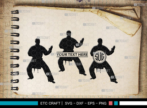 Martial Arts Monogram, Martial Arts Silhouette, Martial Arts SVG, Martial Arts Silhouette Svg, Karate Svg, Taekwondo Svg, Sport Karate Svg, SB00122 SVG ETC Craft 