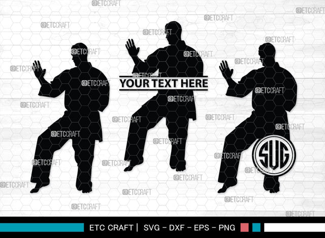 Martial Arts Monogram, Martial Arts Silhouette, Martial Arts SVG, Martial Arts Silhouette Svg, Karate Svg, Taekwondo Svg, Sport Karate Svg, SB00122 SVG ETC Craft 