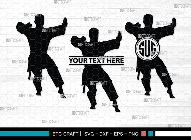 Martial Arts Monogram, Martial Arts Silhouette, Martial Arts SVG, Martial Arts Silhouette Svg, Karate Svg, Taekwondo Svg, Sport Karate Svg, SB00122 SVG ETC Craft 