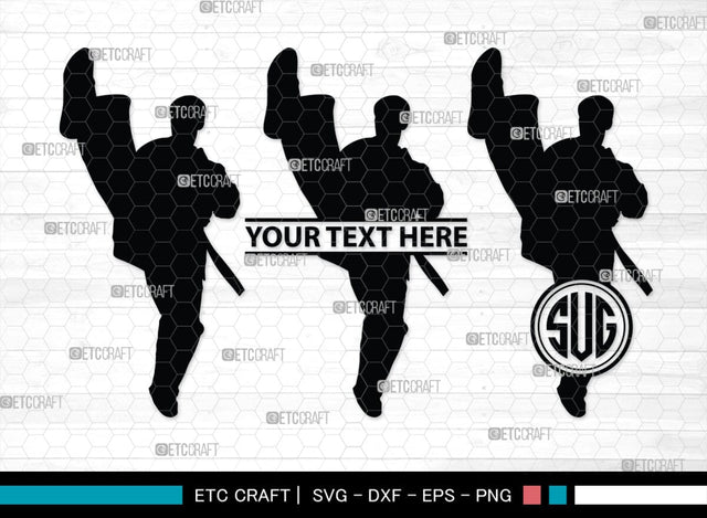 Martial Arts Monogram, Martial Arts Silhouette, Martial Arts SVG, Martial Arts Silhouette Svg, Karate Svg, Taekwondo Svg, Sport Karate Svg, SB00122 SVG ETC Craft 
