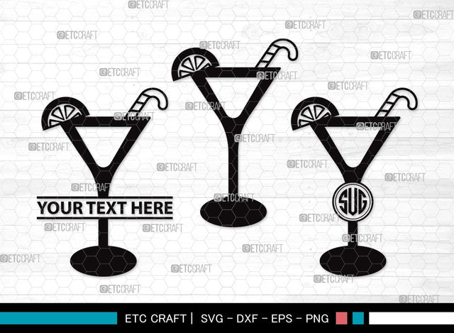 Martini Glass Monogram SVG Cut File | Margarita Glass Svg | Wine Glass Svg | Lime Svg | Martini Glass Clipart SVG ETC Craft 