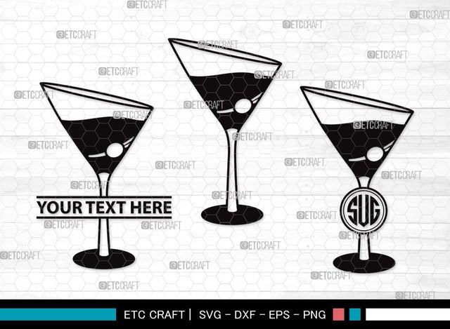 Martini Glass Monogram SVG Cut File | Margarita Glass Svg | Wine Glass Svg | Lime Svg | Martini Glass Clipart SVG ETC Craft 