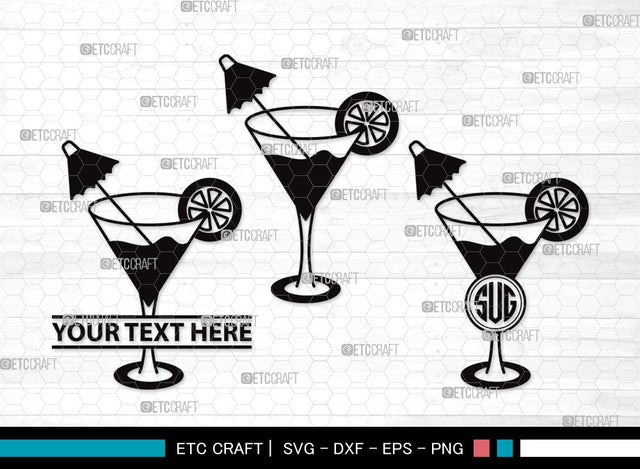 Martini Glass Monogram SVG Cut File | Margarita Glass Svg | Wine Glass Svg | Lime Svg | Martini Glass Clipart SVG ETC Craft 