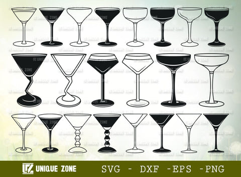 Martini Glass SVG Bundle, Glass Svg, Lime Svg, Party Glass Svg, Juice Glass Svg, Toothpick Umbrella Svg, Drink Glass Svg, SVG Unique Zone 