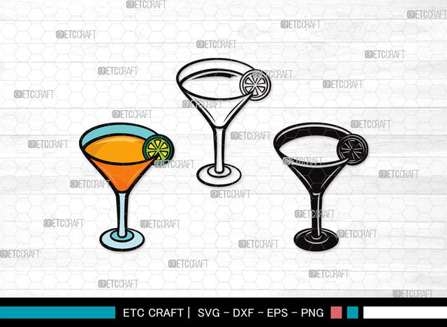 Martini Glass SVG Cut File | Margarita Glass Svg | Wine Glass Svg | Lime Svg | Martini Glass Clipart SVG ETC Craft 