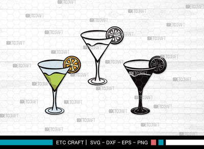 Martini Glass SVG Cut File | Margarita Glass Svg | Wine Glass Svg | Lime Svg | Martini Glass Clipart SVG ETC Craft 