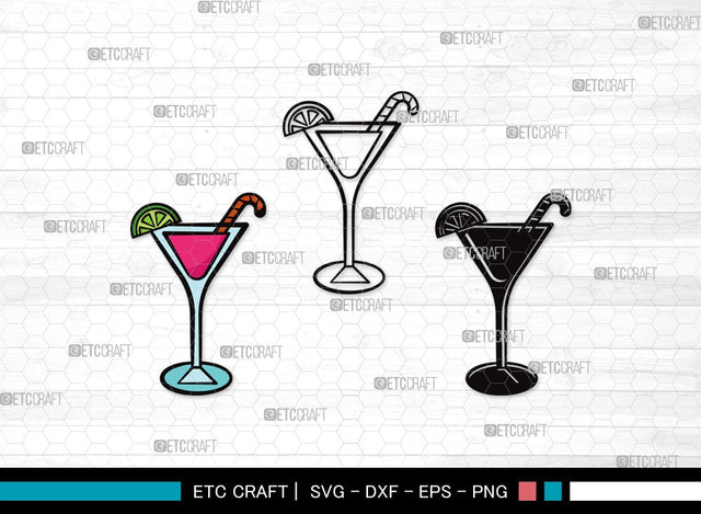 Martini Glass SVG Cut File | Margarita Glass Svg | Wine Glass Svg | Lime Svg | Martini Glass Clipart SVG ETC Craft 