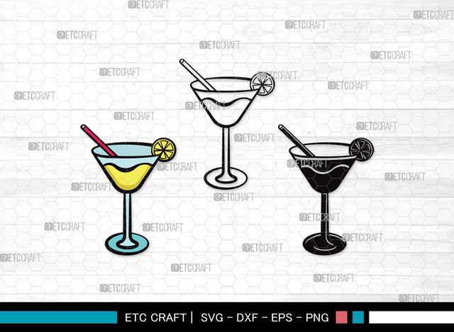 Martini Glass SVG Cut File | Margarita Glass Svg | Wine Glass Svg | Lime Svg | Martini Glass Clipart SVG ETC Craft 