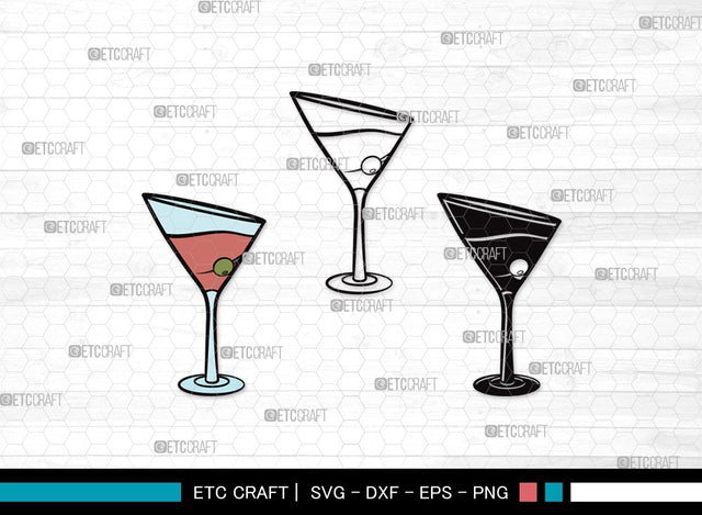 Martini Glass SVG Cut File | Margarita Glass Svg | Wine Glass Svg | Lime Svg | Martini Glass Clipart SVG ETC Craft 