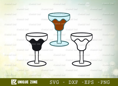 Martini Glass Svg, Margarita Glass Svg, Wine Glass Svg, Toothpick Umbrella Svg, Lime Svg, Mint Leaves Svg, Glass Silhouette SVG Unique Zone 