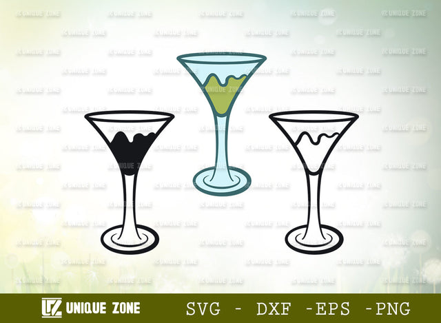Martini Glass Svg, Margarita Glass Svg, Wine Glass Svg, Toothpick Umbrella Svg, Lime Svg, Mint Leaves Svg, Glass Silhouette SVG Unique Zone 