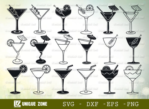 Martini Glass With Lime SVG Bundle, Glass Svg, Lime Svg, Party Glass Svg, Juice Glass Svg, Toothpick Umbrella Svg, Drink Glass Svg, SVG Unique Zone 