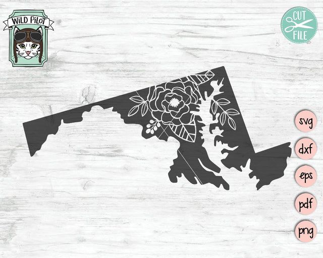 Maryland Floral Silhouette SVG Cut File SVG Wild Pilot 