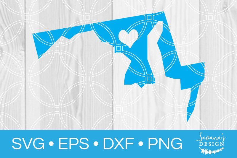 Maryland State with Heart SVG SavanasDesign 