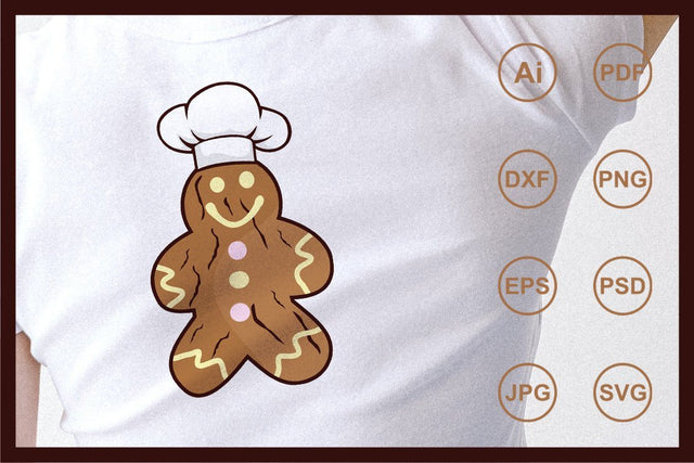 Mascot cartoon character chef gingerbread design illustration SVG Leamsign Studio 