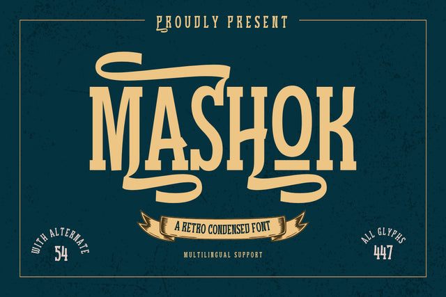 Mashok | Retro Condensed Font Font twinletter 