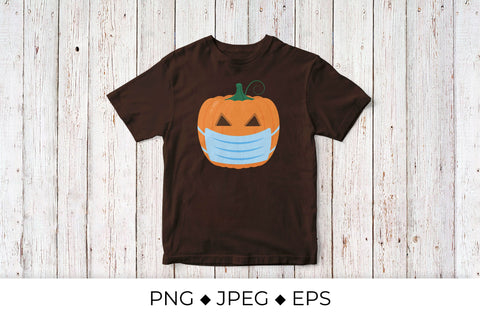 Masked pumpkin Jack-o'-Lantern. Pandemic Covid Halloween Sublimation LaBelezoka 