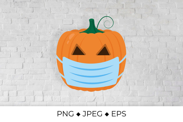 Masked pumpkin Jack-o'-Lantern. Pandemic Covid Halloween Sublimation LaBelezoka 