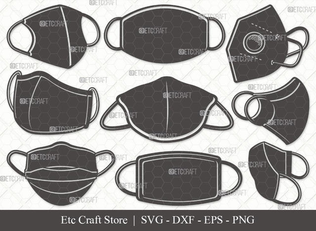 Masks Silhouette SVG Cut File | Mask Svg | Face Mask Svg | Medical Mask Svg | Surgical Mask Svg | Quarantine Mask Svg | Face Mask Icon Svg | Masks Svg Bundle SVG ETC Craft 