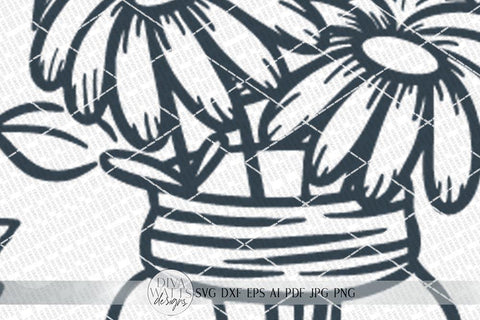 Mason Jar Flower Arrangement SVG | Farmhouse Sign | dxf and more SVG Diva Watts Designs 