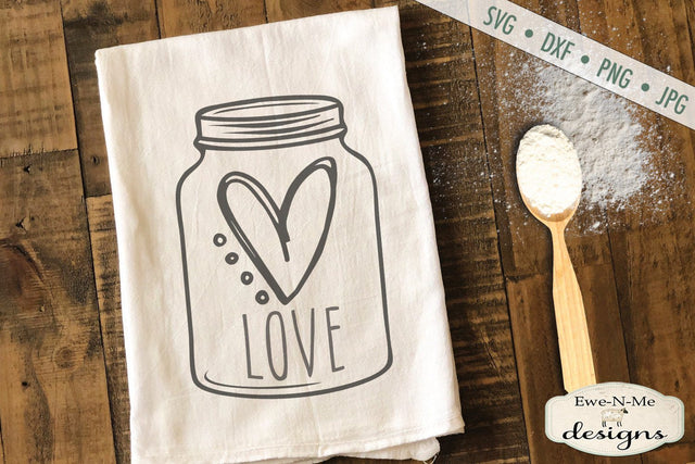 Mason Jar - Heart - Love - Valentine - SVG SVG Ewe-N-Me Designs 