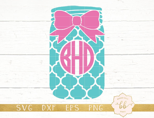 Mason Jar Monogram Frame SVG Blessed Belle Studio 