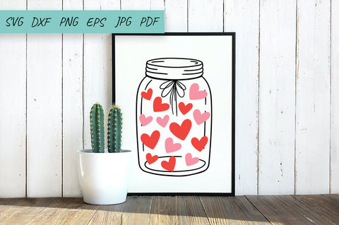 Mason Jar Svg Cut File, Hearts in jar, Valentine SVG, Love SVG Irina Ostapenko 