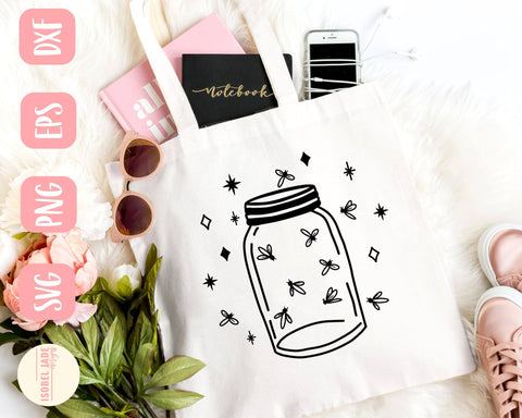 Mason jar SVG design - Fireflies SVG for Cricut - Mason jar fireflies SVG - Summer Digital Download SVG Isobel Jade Designs 