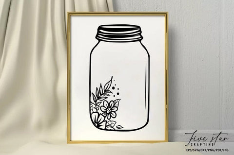 Mason Jar SVG Design SVG FiveStarCrafting 