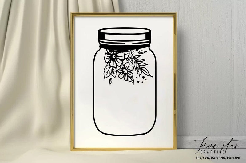 Mason Jar SVG Design SVG FiveStarCrafting 
