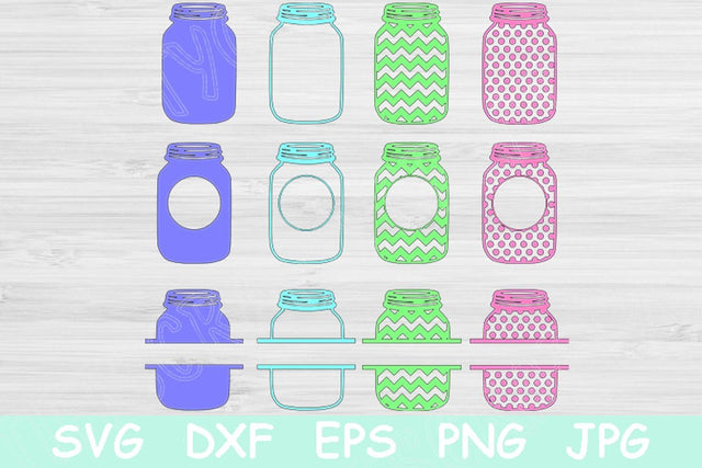 Mason Jar Svg File with Split Chevron and Polka Dots. Monogram Svg Cutting Files for Cricut and Silhouette. Ball Mason Jar Svg Circle Frame. SVG TiffsCraftyCreations 