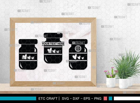 Mason Jars Monogram, Mason Jars Silhouette, Mason Jars SVG, Bottle Svg, Jam Bottle Svg, Kitchen Svg, SB00172 SVG ETC Craft 