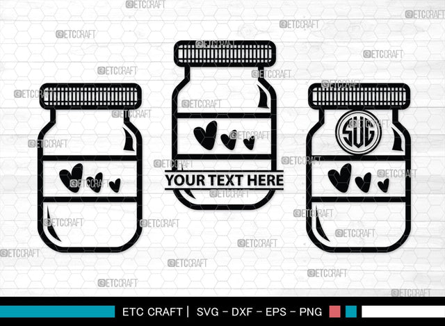 Mason Jars Monogram, Mason Jars Silhouette, Mason Jars SVG, Bottle Svg, Jam Bottle Svg, Kitchen Svg, SB00172 SVG ETC Craft 