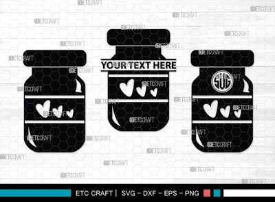 Mason Jars Monogram, Mason Jars Silhouette, Mason Jars SVG, Bottle Svg, Jam Bottle Svg, Kitchen Svg, SB00172 SVG ETC Craft 
