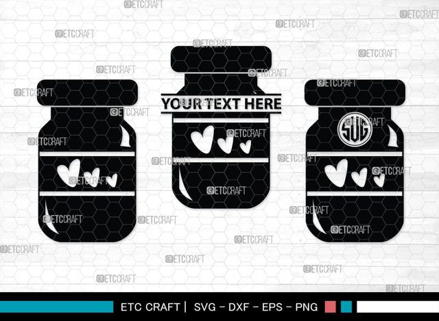 Mason Jars Monogram, Mason Jars Silhouette, Mason Jars SVG, Bottle Svg, Jam Bottle Svg, Kitchen Svg, SB00172 SVG ETC Craft 