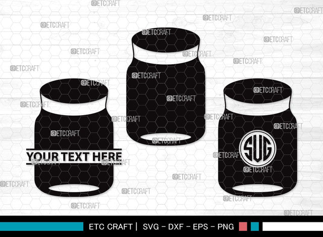 Mason Jars Monogram SVG | Bottle Svg | Jar Svg | Jam Bottle Svg | Mason Jars Svg | Mason Jar Clipart SVG ETC Craft 