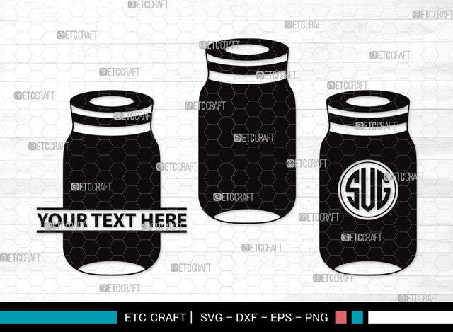 Mason Jars Monogram SVG | Bottle Svg | Jar Svg | Jam Bottle Svg | Mason Jars Svg | Mason Jar Clipart SVG ETC Craft 
