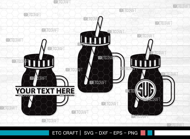 Mason Jars Monogram SVG | Bottle Svg | Jar Svg | Jam Bottle Svg | Mason Jars Svg | Mason Jar Clipart SVG ETC Craft 