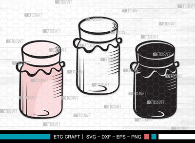 Mason Jars SVG Cut File | Bottle Svg | Jar Svg | Jam Bottle Svg | Mason Jars Svg | Mason Jar Clipart SVG ETC Craft 