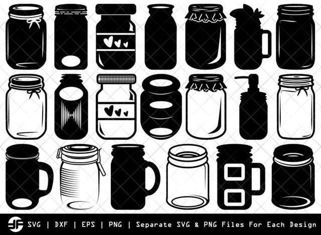 Mason Jars SVG | Silhouette Bundle | SVG Cut File SVG ETC Craft 
