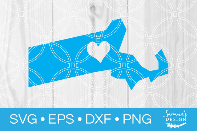 Massachusetts State with Heart SVG SavanasDesign 