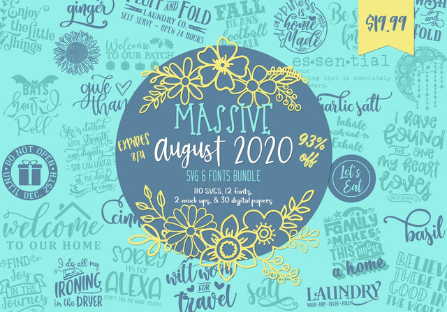 Massive August 2020 SVG & Fonts Bundle Bundle So Fontsy Design Shop 